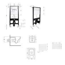 Готове рішення Qtap для ванної кімнати: підвісний унітаз Crow Ultra Quiet 520x360x290 + комплект інсталяції Standard (лінійна клавіша White)