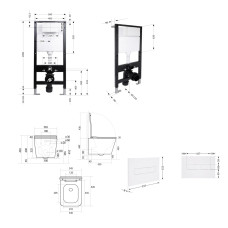 Готове рішення Qtap для ванної кімнати: підвісний унітаз Tern Ultra Quiet 525x345x360 + комплект інсталяції Standard (лінійна клавіша White)