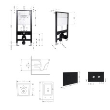Готовое решение Qtap для ванной комнаты: подвесной унитаз Crow Rimless 485x340x330 + комплект инсталляции Standard (круглая кнопка Black)