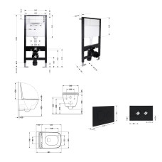 Готовое решение Qtap для ванной комнаты: подвесной унитаз Crow Ultra Quiet 485x340x290 + комплект инсталляции Standard (круглая кнопка Black)