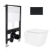 Готовое решение Qtap для ванной комнаты: подвесной унитаз Crow Ultra Quiet 485x340x290 + комплект инсталляции Standard (круглая кнопка Black)