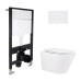 Готовое решение Qtap для ванной комнаты: подвесной унитаз Swan Rimless 520x360x320 + комплект инсталляции Standard (линейная кнопка White)