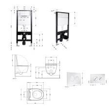 Готовое решение Qtap для ванной комнаты: подвесной унитаз Taurus Ultra Quiet 485x360x350 + комплект инсталляции Standard (круглая кнопка Chrome)