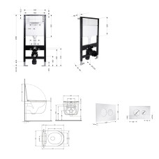 Готове рішення Qtap для ванної кімнати: підвісний унітаз Taurus Ultra Quiet 515x360x350 + комплект інсталяції Standard (кругла клавіша Chrome)