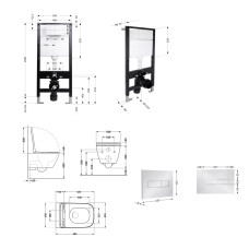 Готове рішення Qtap для ванної кімнати: підвісний унітаз Crow Ultra Quiet 485x340x290 + комплект інсталяції Standard (лінійна клавіша Chrome)