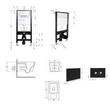 Готове рішення Qtap для ванної кімнати: підвісний унітаз Crow Ultra Quiet 520x360x290 + комплект інсталяції Standard (кругла клавіша Black)