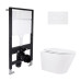 Готове рішення Qtap для ванної кімнати: підвісний унітаз Swan Rimless 520x360x320 + комплект інсталяції Standard (кругла клавіша White)
