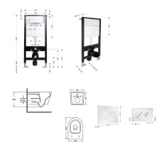Готовое решение Qtap для ванной комнаты: подвесной унитаз Swan Ultra Quiet 520x360x320 + комплект инсталляции Standard (круглая кнопка Chrome)
