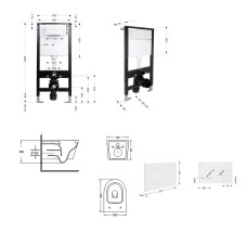 Готовое решение Qtap для ванной комнаты: подвесной унитаз Swan Ultra Quiet 520x360x320 + комплект инсталляции Standard (круглая кнопка White)