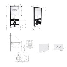 Готовое решение Qtap для ванной комнаты: подвесной унитаз Taurus Ultra Quiet 515x360x350 + комплект инсталляции Standard (круглая кнопка White)