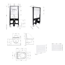 Готовое решение Qtap для ванной комнаты: подвесной унитаз Jay Rimless 520x360x320 + комплект инсталляции Standard (линейная кнопка White)