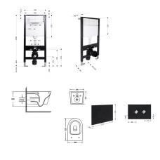 Готовое решение Qtap для ванной комнаты: подвесной унитаз Jay Ultra Quiet 520x360x320 + комплект инсталляции Standard (круглая кнопка Black)