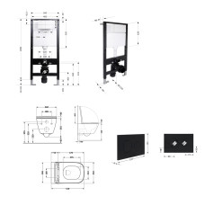 Готовое решение Qtap для ванной комнаты: подвесной унитаз Crow Rimless 520x360x290 + комплект инсталляции Standard (круглая кнопка Black)