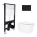 Готовое решение Qtap для ванной комнаты: подвесной унитаз Crow Rimless 520x360x290 + комплект инсталляции Standard (круглая кнопка Black) Готовое решение Qtap для ванной комнаты: подвесной унитаз Crow Rimless 520x360x290 + комплект инсталляции Standard (круглая кнопка Black)
