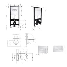 Готовое решение Qtap для ванной комнаты: подвесной унитаз Swan Rimless 520x360x320 + комплект инсталляции Standard (линейная кнопка Chrome)