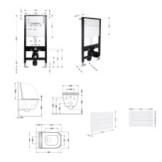 Готовое решение Qtap для ванной комнаты: подвесной унитаз Crow Ultra Quiet 485x340x290 + комплект инсталляции Standard (линейная кнопка White)