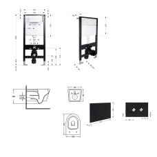 Готовое решение Qtap для ванной комнаты: подвесной унитаз Swan Ultra Quiet 520x360x320 + комплект инсталляции Standard (круглая кнопка Black)