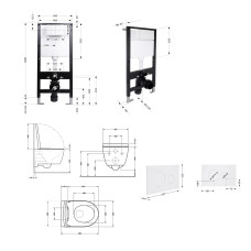 Готовое решение Qtap для ванной комнаты: подвесной унитаз Taurus Ultra Quiet 485x360x350 + комплект инсталляции Standard (круглая кнопка White)