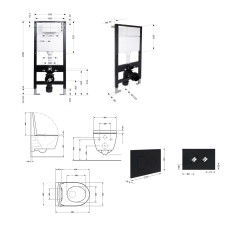 Готовое решение Qtap для ванной комнаты: подвесной унитаз Taurus Ultra Quiet 485x360x350 + комплект инсталляции Standard (круглая кнопка Black)