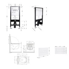 Готовое решение Qtap для ванной комнаты: подвесной унитаз Taurus Ultra Quiet 515x360x350 + комплект инсталляции Standard (линейная кнопка White)