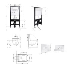 Готовое решение Qtap для ванной комнаты: подвесной унитаз Gemini Ultra Quiet 485x340x350 + комплект инсталляции Standard (круглая кнопка Chrome)