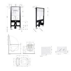 Готовое решение Qtap для ванной комнаты: подвесной унитаз Gemini Ultra Quiet 520x360x350 + комплект инсталляции Standard (круглая кнопка White)