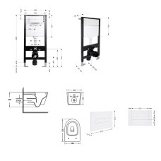 Готовое решение Qtap для ванной комнаты: подвесной унитаз Jay Ultra Quiet 520x360x320 + комплект инсталляции Standard (линейная кнопка White)