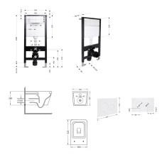 Готове рішення Qtap для ванної кімнати: підвісний унітаз Crow Ultra Quiet 520x360x290 + комплект інсталяції Standard (кругла клавіша White)