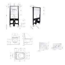 Готове рішення Qtap для ванної кімнати: підвісний унітаз Swan Ultra Quiet 485x360x320 + комплект інсталяції Standard (кругла клавіша Chrome)