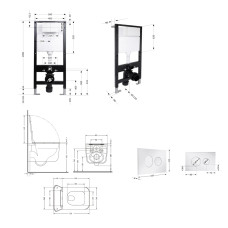 Готове рішення Qtap для ванної кімнати: підвісний унітаз Gemini Ultra Quiet 520x360x350 + комплект інсталяції Standard (кругла клавіша Chrome)