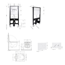 Готовое решение Qtap для ванной комнаты: подвесной унитаз Taurus Ultra Quiet 515x360x350 + комплект инсталляции Standard (круглая кнопка White)