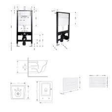 Готовое решение Qtap для ванной комнаты: подвесной унитаз Crow Ultra Quiet 485x340x290 + комплект инсталляции Standard (линейная кнопка White)
