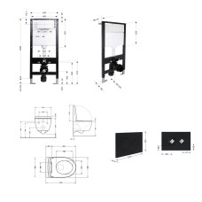 Готовое решение Qtap для ванной комнаты: подвесной унитаз Scorpio ML Ultra Quiet 520x365x365 + комплект инсталляции Standard (круглая кнопка Black)