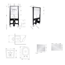 Готовое решение Qtap для ванной комнаты: подвесной унитаз Jay Ultra Quiet 485x360x320 + комплект инсталляции Standard (линейная кнопка Chrome)