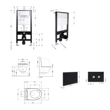 Готовое решение Qtap для ванной комнаты: подвесной унитаз Robin ML Ultra Quiet 490x365x325 + комплект инсталляции Standard (круглая кнопка Black)