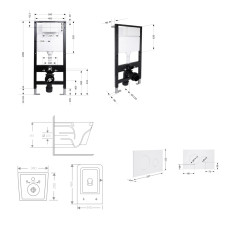 Готовое решение Qtap для ванной комнаты: подвесной унитаз Crow Ultra Quiet 485x340x290 + комплект инсталляции Standard (круглая кнопка White)