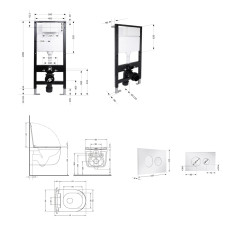 Готовое решение Qtap для ванной комнаты: подвесной унитаз Taurus Ultra Quiet 515x360x350 + комплект инсталляции Standard (круглая кнопка Chrome)