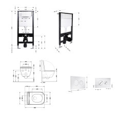 Готовое решение Qtap для ванной комнаты: подвесной унитаз Tern New Ultra Quiet 490x365x325 + комплект инсталляции Standard (круглая кнопка Chrome)