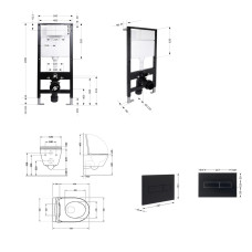 Готовое решение Qtap для ванной комнаты: подвесной унитаз Robin ML Ultra Quiet 520x365x365 + комплект инсталляции Standard (линейная кнопка Black)