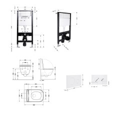 Готовое решение Qtap для ванной комнаты: подвесной унитаз Tern New Ultra Quiet 490x365x325 + комплект инсталляции Standard (круглая кнопка White)