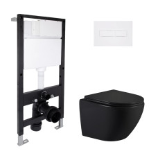 Готовое решение Qtap для ванной комнаты: подвесной унитаз Jay Ultra Quiet 485x360x320 + комплект инсталляции Standard (линейная кнопка White) Готовое решение Qtap для ванной комнаты: подвесной унитаз Jay Ultra Quiet 485x360x320 + комплект инсталляции Standard (линейная кнопка White)