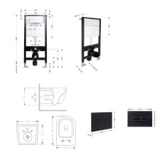 Готовое решение Qtap для ванной комнаты: подвесной унитаз Jay Ultra Quiet 485x360x320 + комплект инсталляции Standard (линейная кнопка Black) Готовое решение Qtap для ванной комнаты: подвесной унитаз Jay Ultra Quiet 485x360x320 + комплект инсталляции Standard (линейная кнопка Black)