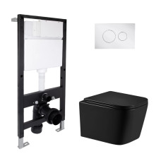 Готовое решение Qtap для ванной комнаты: подвесной унитаз Crow Ultra Quiet 485x340x290 + комплект инсталляции Standard (круглая кнопка Chrome) Готовое решение Qtap для ванной комнаты: подвесной унитаз Crow Ultra Quiet 485x340x290 + комплект инсталляции Standard (круглая кнопка Chrome)