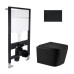 Готовое решение Qtap для ванной комнаты: подвесной унитаз Crow Ultra Quiet 485x340x290 + комплект инсталляции Standard (круглая кнопка Black)