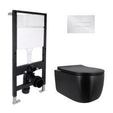 Готовое решение Qtap для ванной комнаты: подвесной унитаз Taurus Ultra Quiet 515x360x350 + комплект инсталляции Standard (линейная кнопка Chrome) Готовое решение Qtap для ванной комнаты: подвесной унитаз Taurus Ultra Quiet 515x360x350 + комплект инсталляции Standard (линейная кнопка Chrome)