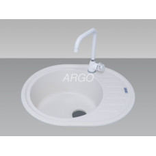 Мойка гранитная ARGO Ovale 615x495x200 Белая Мойка гранитная ARGO Ovale 615x495x200 Белая