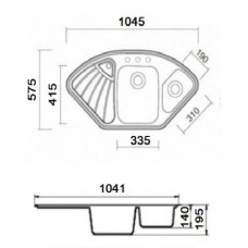 Мойка гранитная ARGO Trapezio 1045x575x190 Чёрная