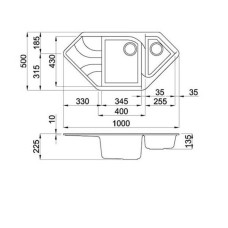 Мойка гранитная ARGO Angolo 1000x500x225 Антрацит