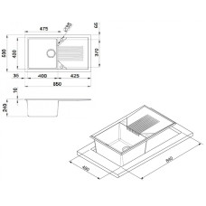 Мойка гранитная ARGO Stels 850x500x240 Белая Мойка гранитная ARGO Stels 850x500x240 Белая