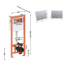 Набор инсталляция 4 в 1 Q-tap Nest ST с линейной панелью смыва QT0133M425M08382SAT